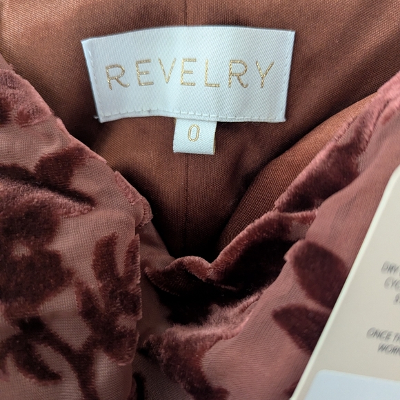 NEW Revelry Skye Floral Burnout Dress Velvet Maxi Cowl In Terracotta Size 0 - Picture 4 of 9